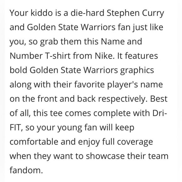 Nike Kids Stephen Curry Golden State Warriors Logo Name & Number Tee. Youth XL. - Picture 7 of 10